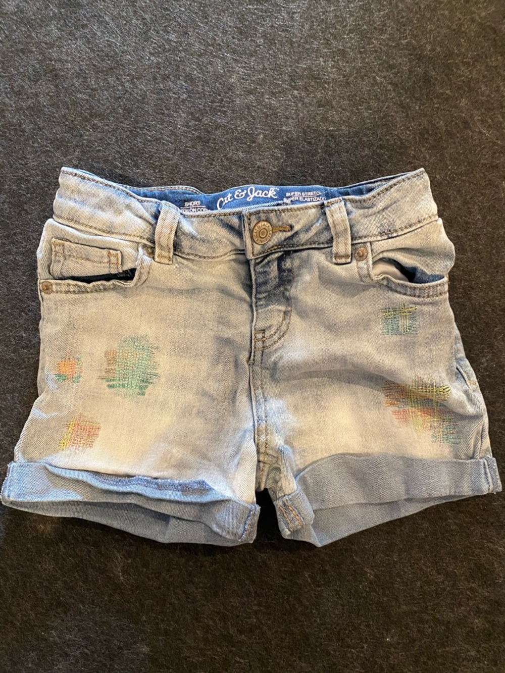 Cat & Jack Light Wash Denim Shorts with Multicolor Stitching